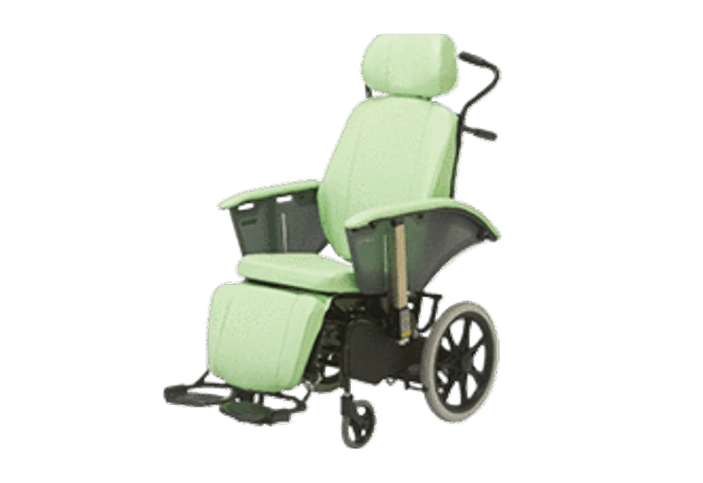 イメージ：フルリクライニング 車椅子レザーシート(グリーン)　RJ-370G
