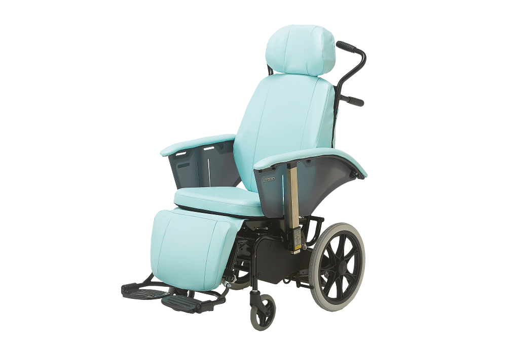 イメージ：フルリクライニング 車椅子レザーシート(ブルー)　RJ-370B